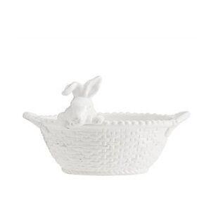 NEW Pottery Barn Easter Basket Bunny Serving Dish with Handles - White, #1